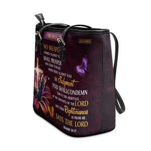 No Weapon Formed Against You Shall Prosper - Special Personalized Large Leather Tote Bag NUM394