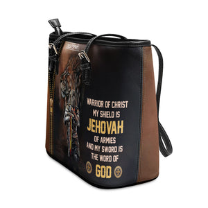 Special Personalized Large Leather Tote Bag - My Shield Is Jehovah Of Armies NUM396