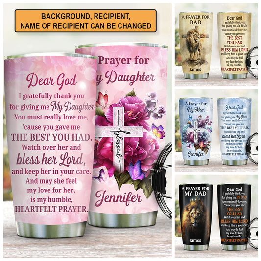Jesuspirit | A Prayer For Family | Personalized Stainless Steel Tumbler 20oz | Inspirational Gift For Christian Family SSTHN697C