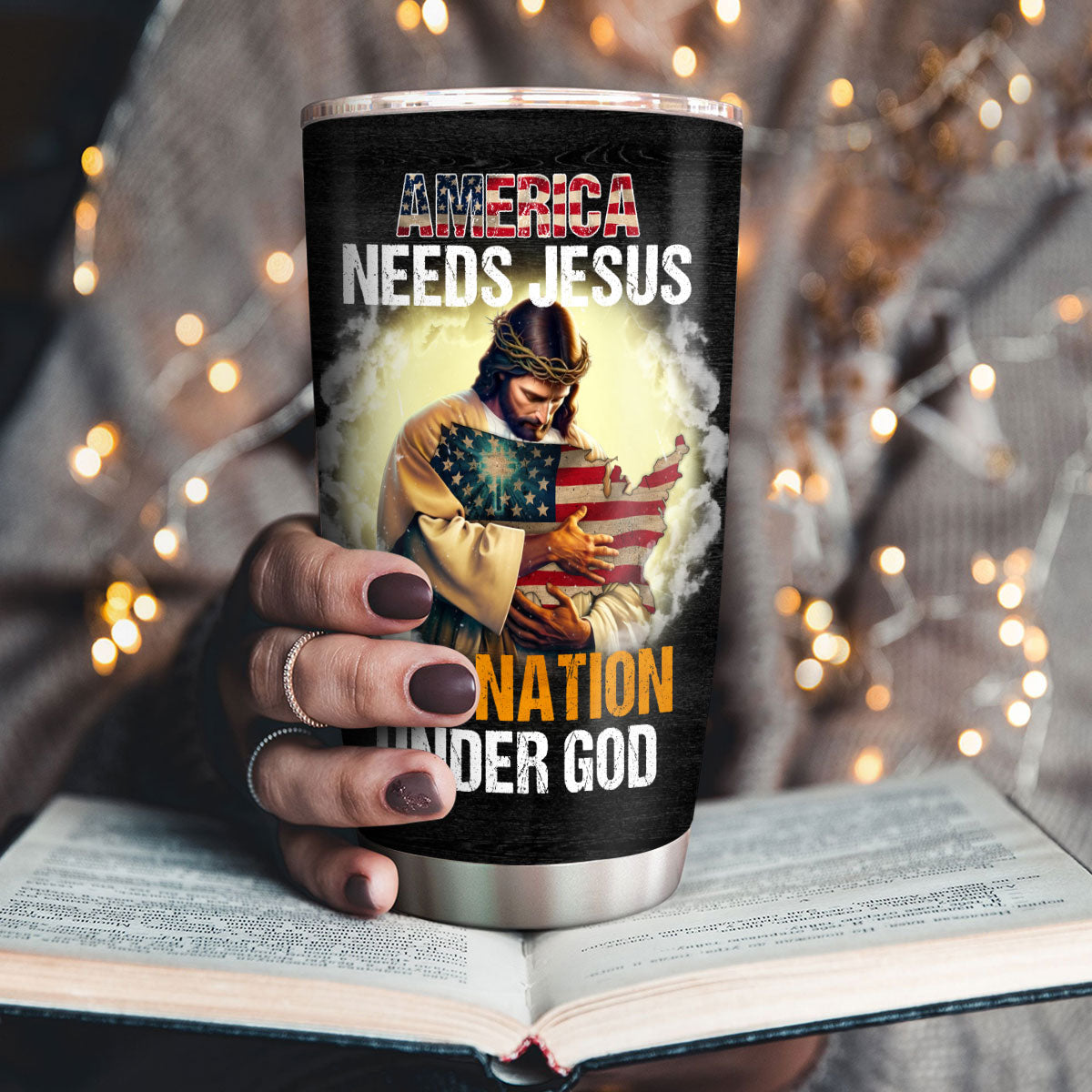 Jesuspirit | Christian Faith Gifts | Stainless Steel Tumbler | One Nation Under God SSTNAHN1007B