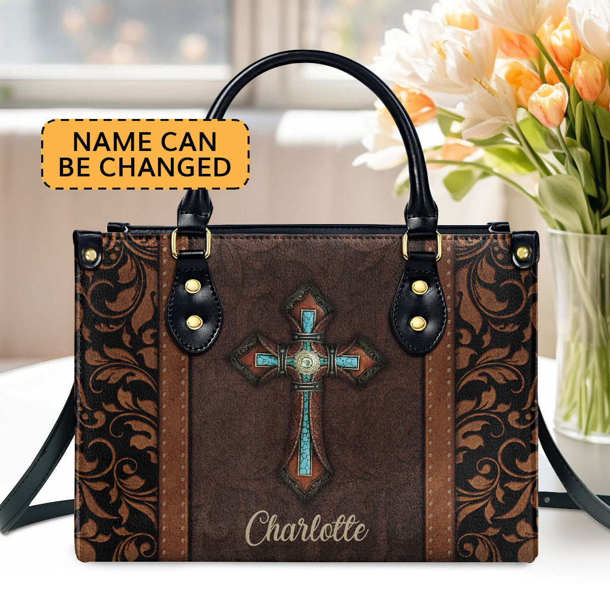 Unique Personalized Cross Leather Handbag AHN228