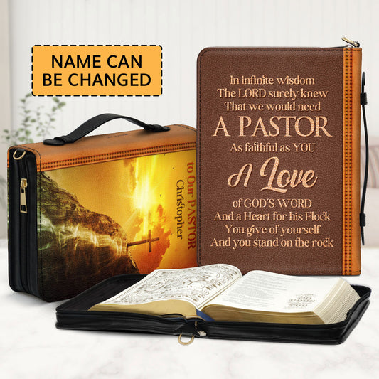 Jesuspirit | Personalized Bible Cover With Handle | A Love Of God's Word And A Heart For His Flock | Meaningful Gift For Pastor BCH712