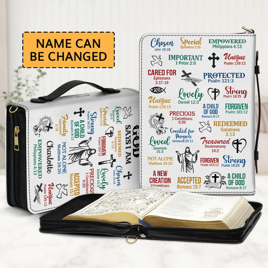 Jesuspirit |  What God Says About You | Inspirational Gifts For Christians Prayers | Personalized Zippered Bible Cover With Handle BCH742