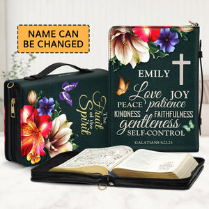 Jesuspirit | Zippered Leather Bible Cover With Handle | Galatians 5:22-23 | The Fruit Of The Spirit | Bible Verse Spiritual Gifts For Christians BCHN648