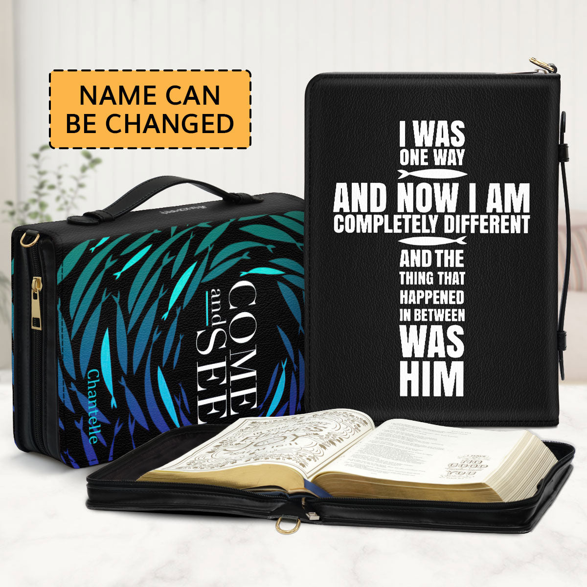 Jesuspirit | Now I Am Completely Different | Personalized Bible Cover With Handle | Spiritual Gift For Christian People BCM504