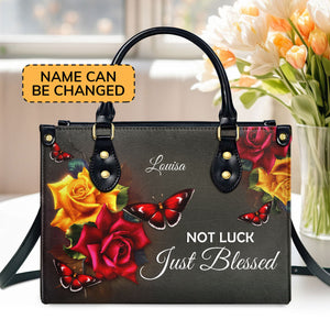 Not Luck, Just Blessed - Lovely Personalized Rose Leather Handbag H08