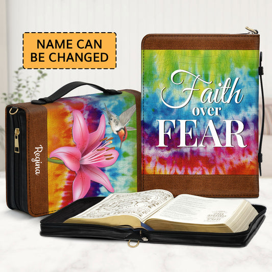 Colorful Personalized Bible Cover - Faith Over Fear H09