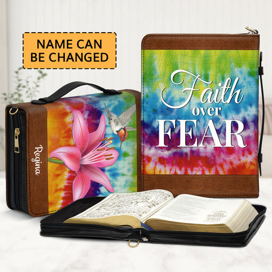 Colorful Personalized Bible Cover - Faith Over Fear H09