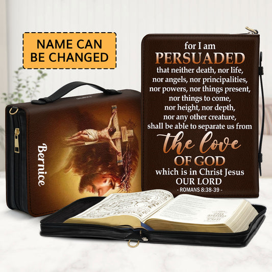 Jesuspirit | Personalized Bible Cover With Handle | Romans 8:38-39 | The Love Of God | Jesus & Cross H107