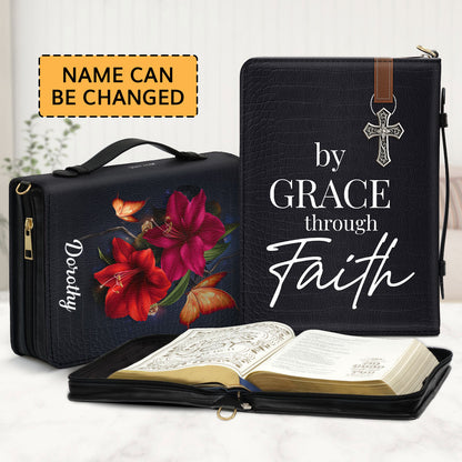 Elegant Personalized Bible Cover - By Grace Through Faith H14A