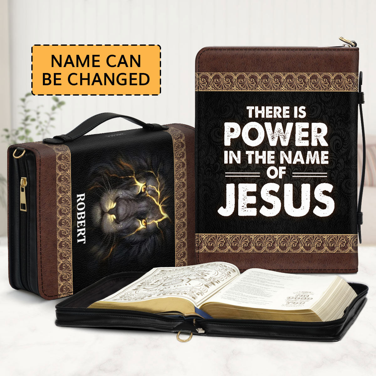 Unique Personalized Lion Bible Cover - Name Of Jesus H16B