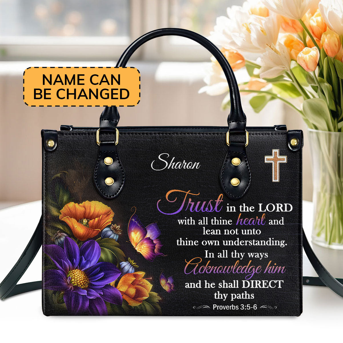 Jesuspirit Personalized Leather Handbag | Bible Bag With Handle | Gift For Christian Women H22