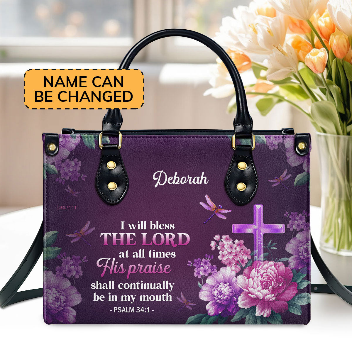 Jesuspirit Personalized Leather Handbag | Bible Handbag With Name | Gi
