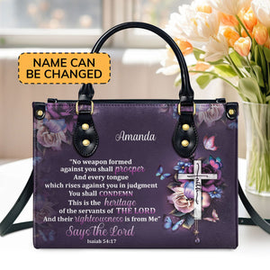 No Weapon Formed Against You Shall Prosper - Lovely Personalized Leather Handbag HH175E