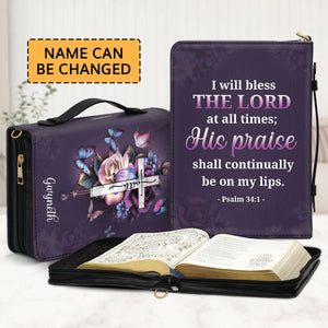 Jesuspirit | Personalized Bible Cover With Zipper | Psalm 34:1 | I Will Bless The Lord All The Time