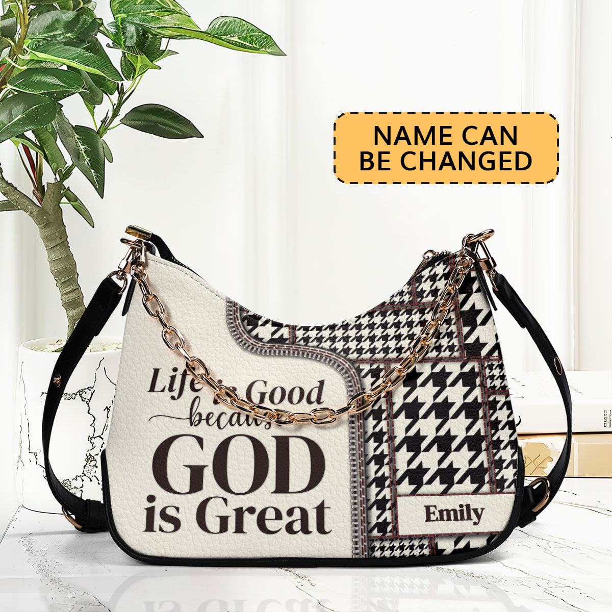 Life Is Good Because God Is Great | Personalized Chain Shoulder Bag JSCSBHIHN274TA