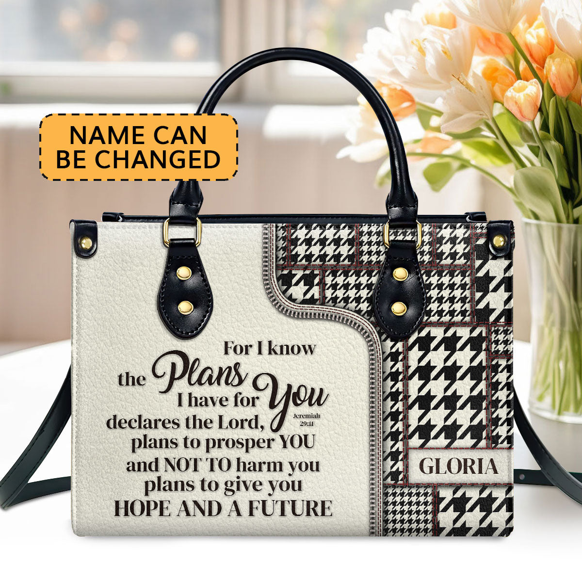 Jesuspirit | For I Know The Plans I Have For You | Jeremiah 29:11 | Personalized Leather Handbag With Handle HIHN274A