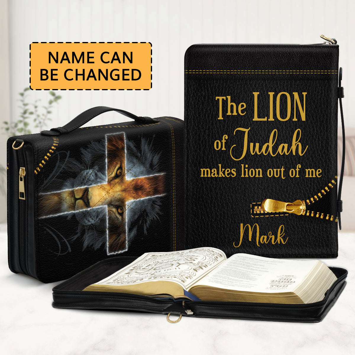 Special Personalized Bible Cover - The Lion Of Judah Makes Lion Out Of Me HIHN311