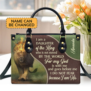 I Am A Daughter Of The King - Unique Personalized Lion Leather Handbag HIM317