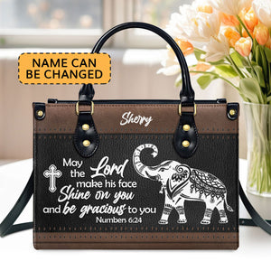 Unique Personalized Elephant Leather Handbag - May The Lord Make His Face Shine On You HN13