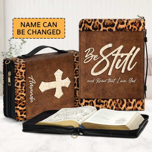 Jesuspirit | Be Still And Know That I Am God | Psalm 46:10 | Personalized Cross Bible Cover With Handle | Zippered Bible Carrying Case HN151