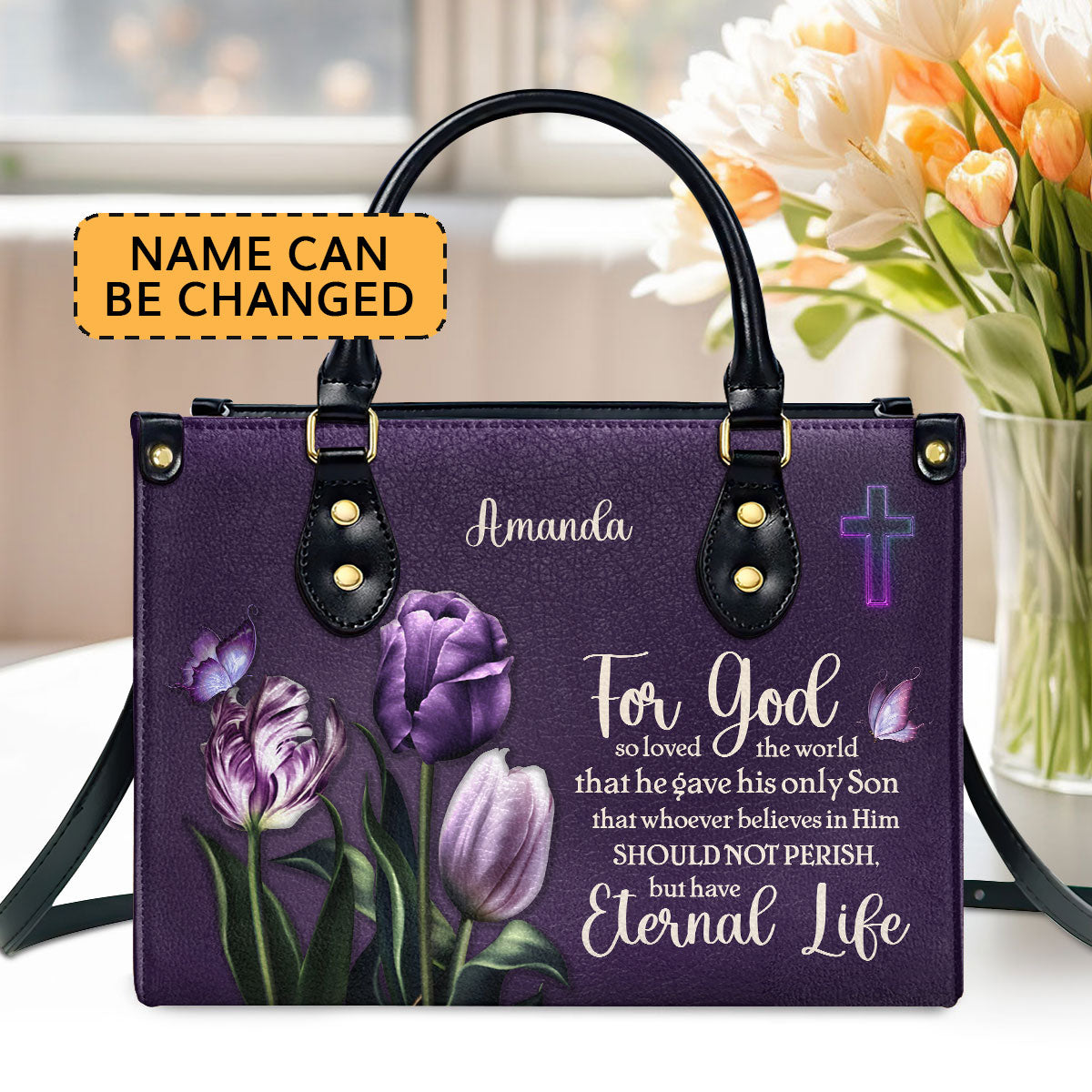 Jesuspirit | Personalized Leather Handbag With Handle | Gift For Women's Ministry HN26