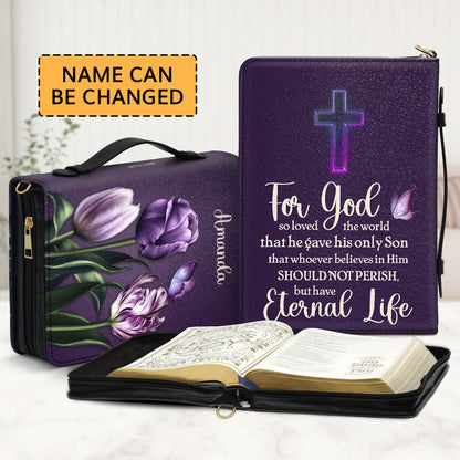 Jesuspirit Personalized Bible Cover | For God So Loved The World | Bible Case With Name HN26