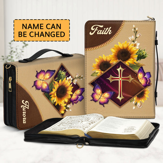 Personalized Butterfly And Sunflower Bible Cover I04