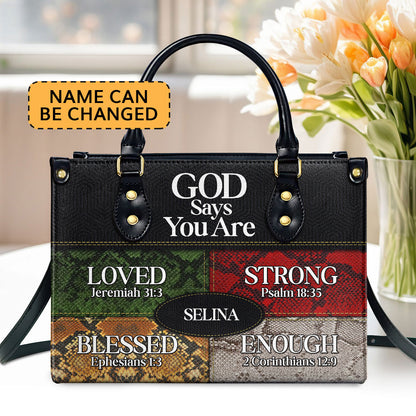 Jesuspirit | Personalized Leather Handbag With Zipper | Gift For Her | God Says I Am LHBNUH682