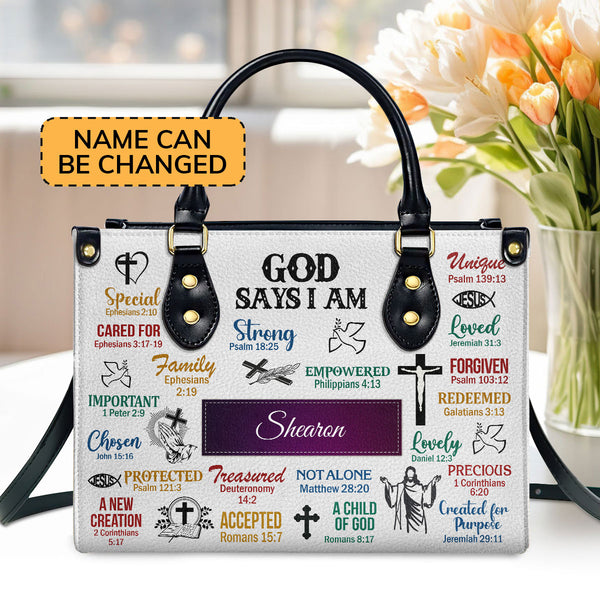 Elegant Personalized Leather Handbag - For God So Loved The World NUH2 -  Jesuspirit