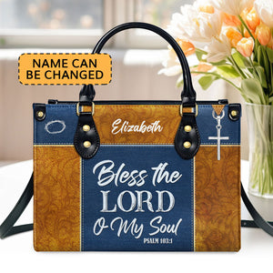 Jesuspirit | Psalm 103:1 | Bless The Lord O My Soul | Personalized Leather Handbag With Handle | Christ Gifts For Women Of God LHBHN675