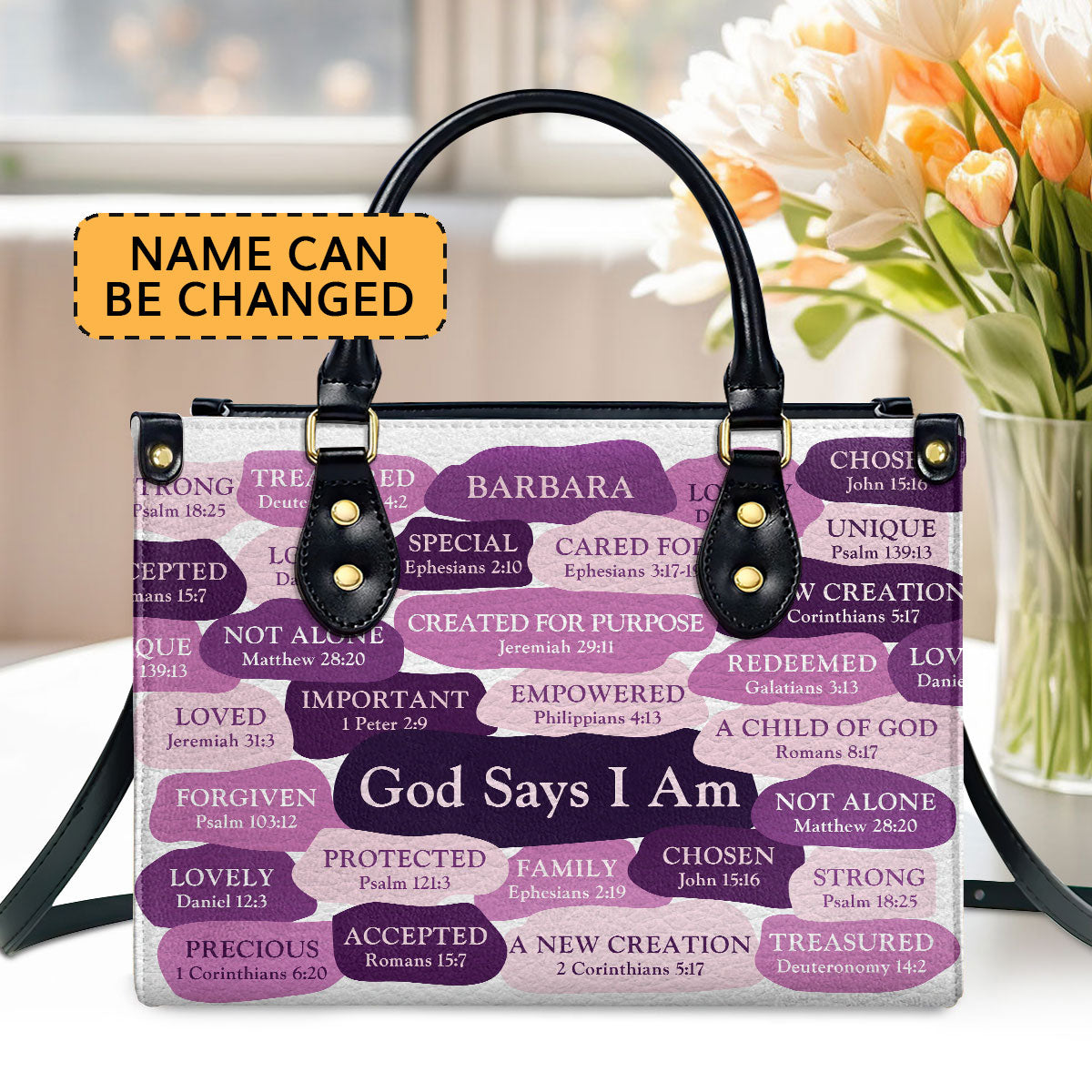 Jesuspirit | Personalized Zippered Leather Handbag | What God Says About You | Spiritual Gift For Worship Members LHBHN699