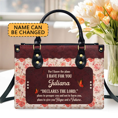 Jesuspirit | Jeremiah 29:11 | Personalized Zippered Leather Handbag | For I Know The Plans I Have For You | Religious Gift For Female Pastors LHBHN802