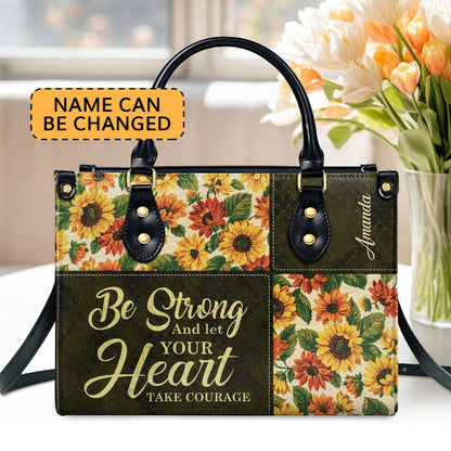 Jesuspirit | Personalized Leather Handbag With Handle | Psalm 31:24 | Gift For Bible Study Groups | Be Strong And Let Your Heart Take Courage LHBHN805