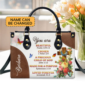Jesuspirit | A Precious Child Of God | Unique Personalized Leather Handbag For Women | Roses And Cross LHBM705