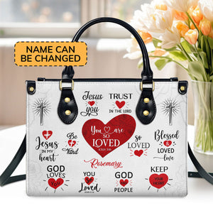 Jesuspirit | Personalized Leather Handbag With Handle | Romantic Religious Gifts For Christian Women | You Are So Loved LHBM708