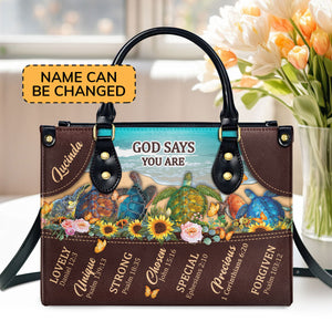 God Says You Are Lovely - Beautiful Personalized Turtle Leather Handbag M13