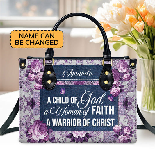 Jesuspirit | Personalized Leather Handbag With Handle | Beautiful Gift For Christian Ladies | A Child Of God M19