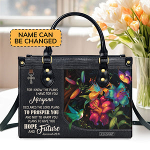 For I Know The Plans I Have For You - Beautiful Personalized Flower Leather Handbag NUH283