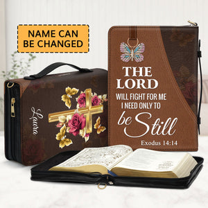 Jesuspirit Personalized Cross Bible Cover | The Lord Will Fight For Me Bible Case | Gift For Christian NUH298