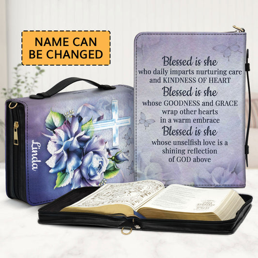 Lovely Personalized Bible Cover - Blessed Is She Who Daily Imparts Nurturing Care And Kindness Of Heart NUH327A