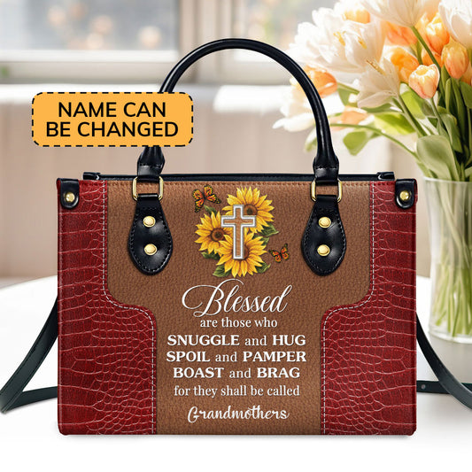 Lovely Personalized Sunflower Leather Handbag - Blessed Are Those Who Spoil And Pamper NUH329