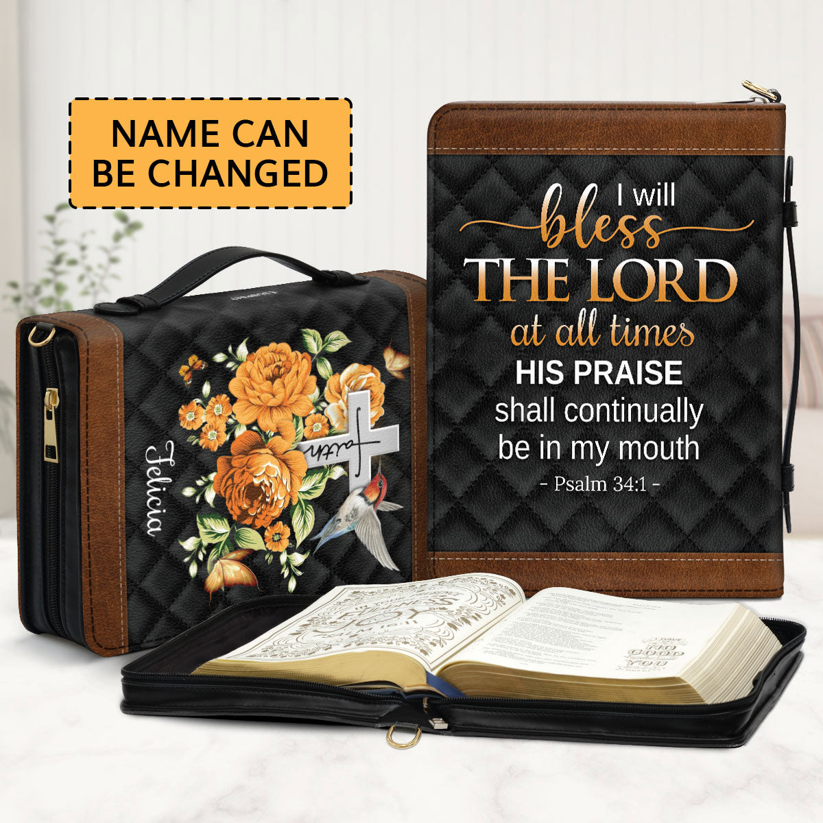 I Will Bless The Lord At All Times - Stunning Personalized Bible Cover NUH430A