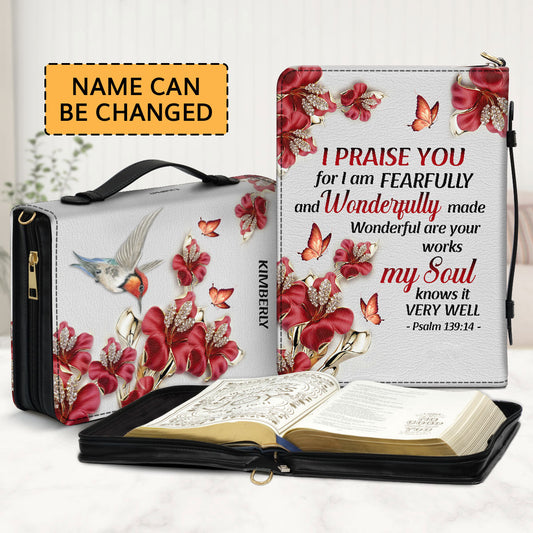 Jesuspirit Zippered Bible Cover With Handle | Women's Ministry Gift | Personalized Leather Case NUH454A