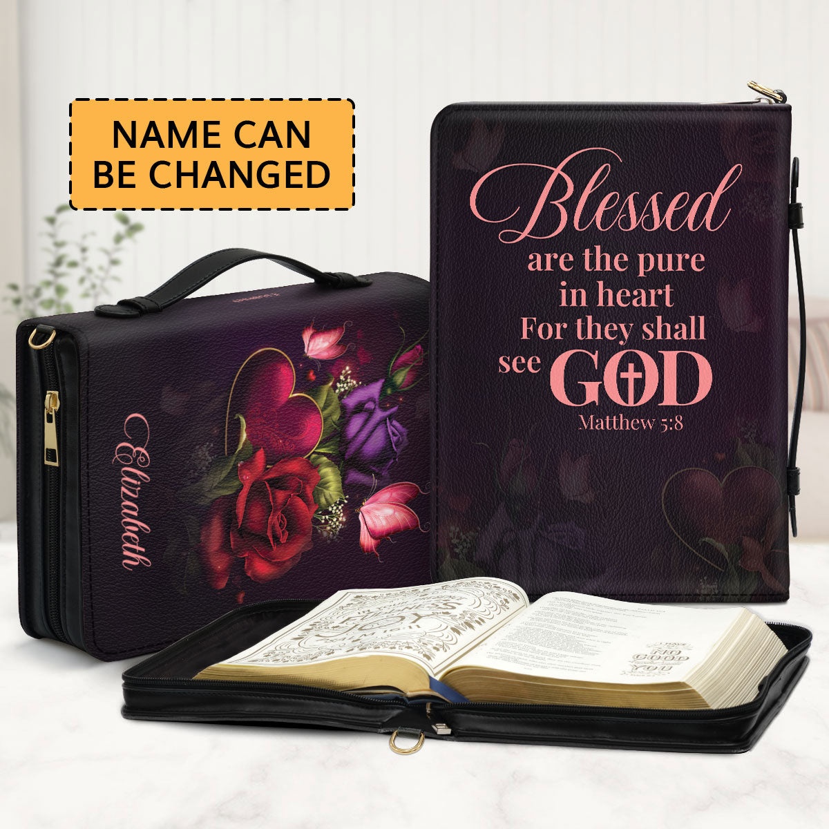 Blessed Are The Pure In Heart For They Shall See God - Pretty Personalized Bible Cover NUH472A