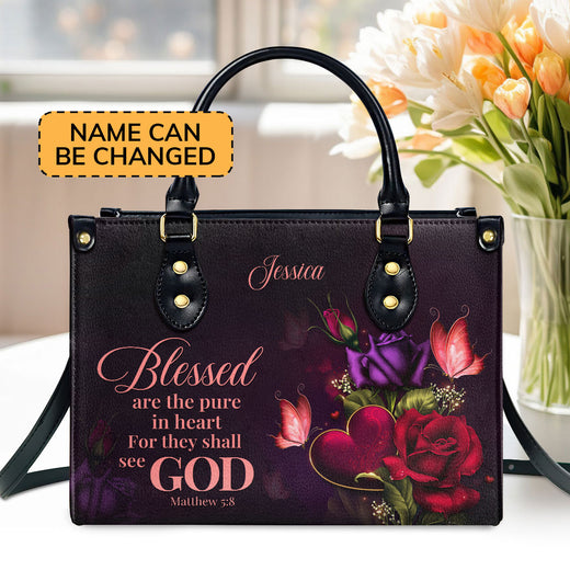 Special Personalized Leather Handbag - Blessed Are The Pure In Heart For They Shall See God NUH472