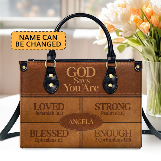 Jesuspirit | God Says I Am | Religious Gift For Worship Friends | Personalized Leather Handbag With Zipper LHBNUH682