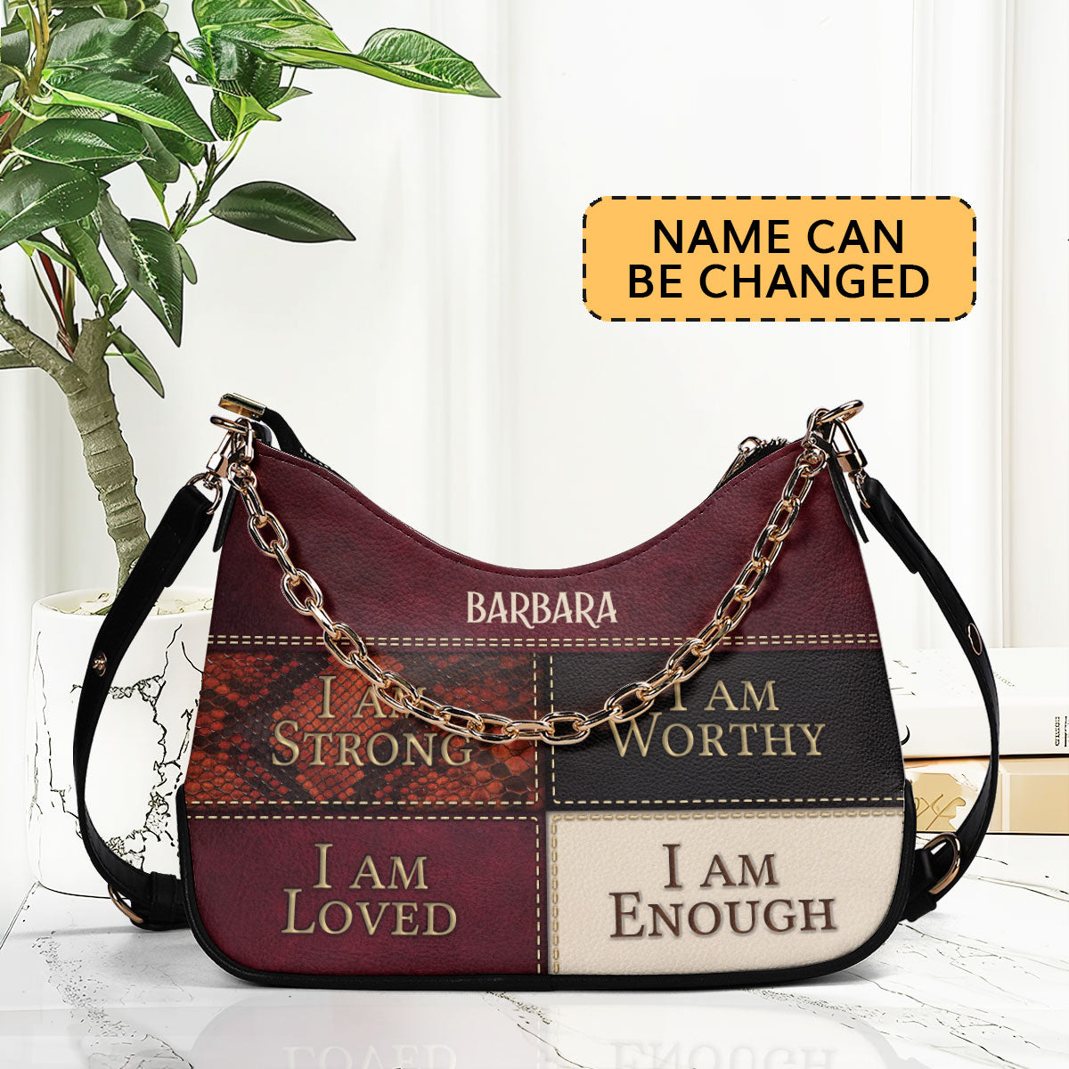 I Am Strong | Personalized Chain Shoulder Bag JSCSBNUHN282M