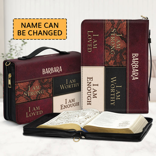 Must-Have  Personalized Bible Cover - I Am Strong, I Am Worthy NUHN282