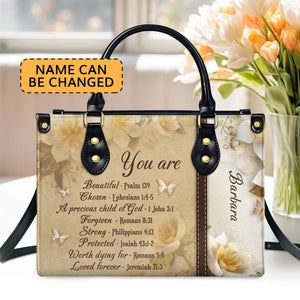 You Are Protected - Beautiful Personalized Flower Leather Handbag NUHN353